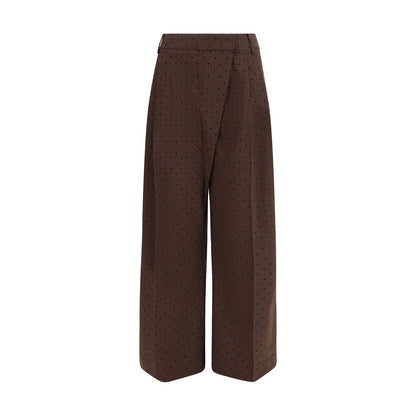 Casual Pants by Ganni for women in stretch viscose polyester brown, plaid & print features an sophisticated and regular-fit with a precise long, creating a sophisticated and sophisticated silhouette.