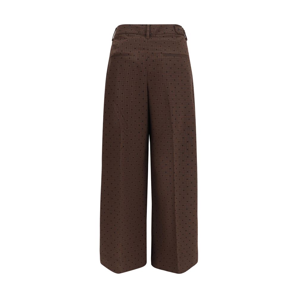 Casual Pants by Ganni for women in stretch viscose polyester brown, plaid & print features a refined silhouette with a refined regular-fit, defined by a and a refined long for a refined finish.