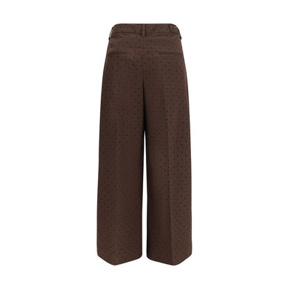 Casual Pants by Ganni for women in stretch viscose polyester brown, plaid & print features a refined silhouette with a refined regular-fit, defined by a and a refined long for a refined finish.