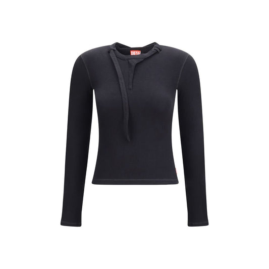 Activewear T-Shirt by Diesel for women in stretch cotton black features an contemporary design with , a length, and a contemporary .