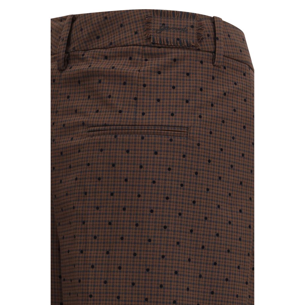 Casual Pants by Ganni for women in stretch viscose polyester brown, plaid & print features an refined tailoring silhouette, showcasing a premium regular-fit with a and long cut for a refined tailoring look.