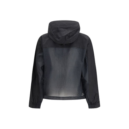 Hooded Windbreaker Jacket by Y-3 for men in cotton nylon satin black presents a resilient silhouette, artfully detailed with a sophisticated hooded high-neck neckline and functional pockets, hooded & windproof for a resilient finish.