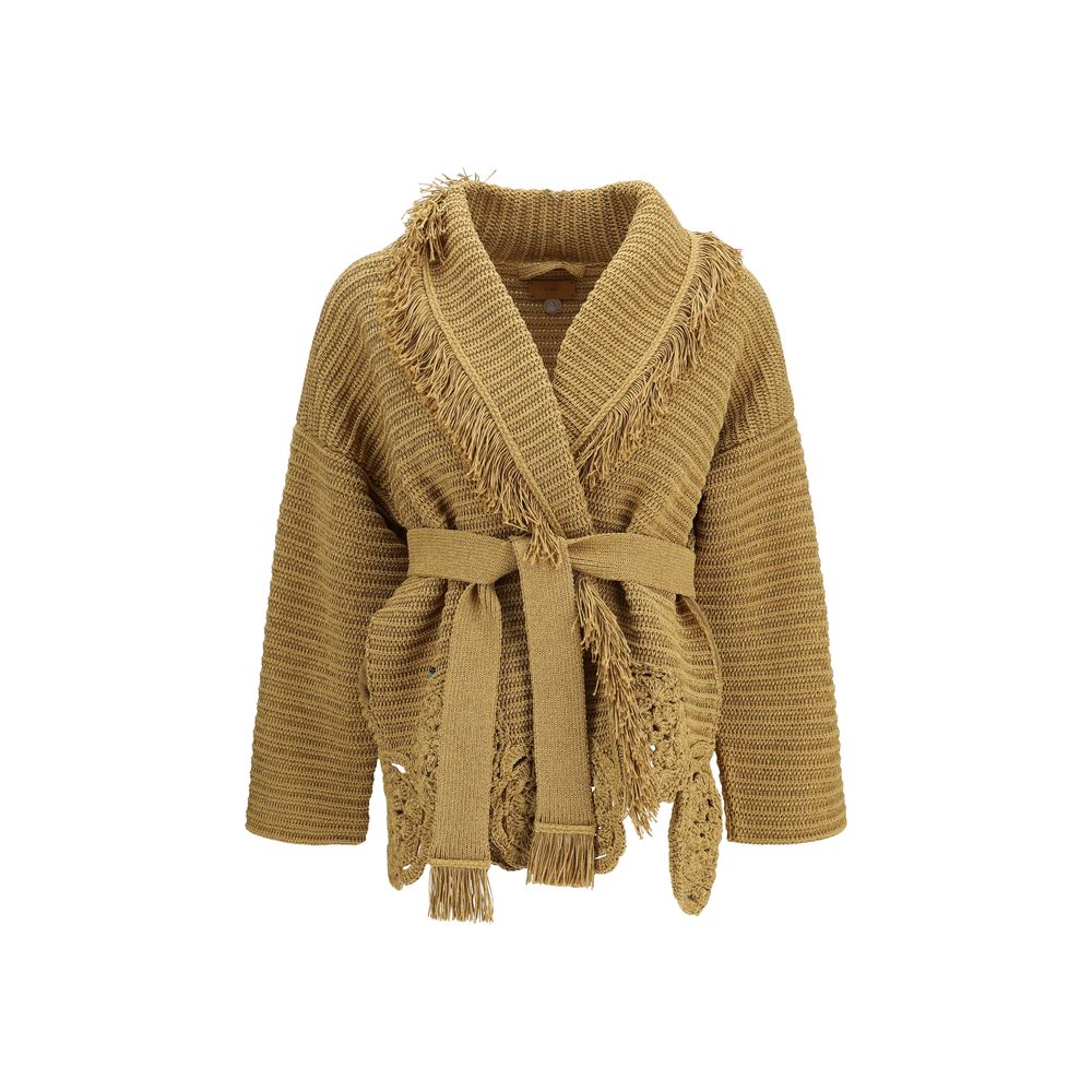 Cardigan by Alanui for women in cotton polyester gold features a nuanced silhouette with a refined and nuanced detailing for a sophisticated look.
