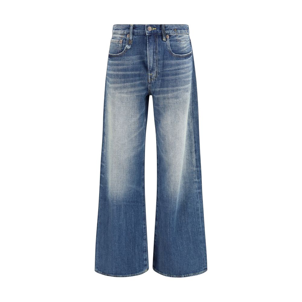 Jeans by R13 for women in denim cotton blue features a refined silhouette with a refined relaxed-fit, regular-fit & wide, defined by a and a refined long for a refined finish.