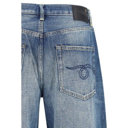 Jeans by R13 for women in denim cotton blue presents a tailored silhouette, showcasing a tailored relaxed-fit, regular-fit & wide and long cut with a refined for a truly tailored aesthetic.