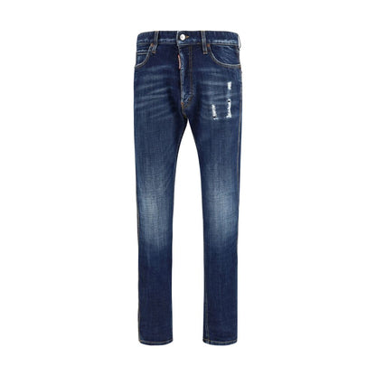 Jeans by Dsquared² for men in denim cotton blue features a polished silhouette with a polished regular-fit, reaching a polished long and finished with a polished .