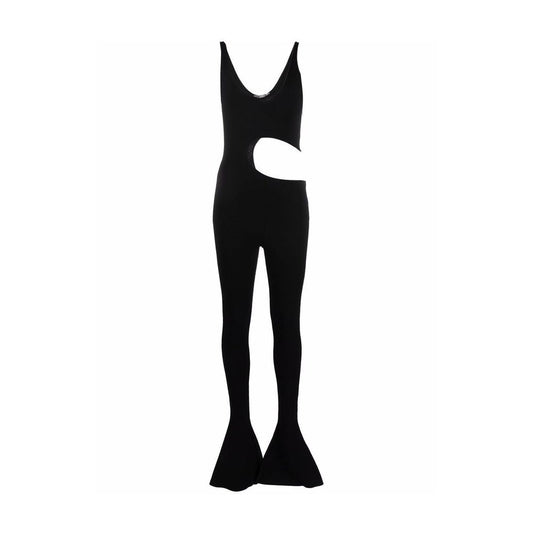 Dress by Stella McCartney for women in polyester & viscose black presents a sinuous silhouette, showcasing a sophisticated asymmetric neckline and detailed with a sinuous for a refined finish.