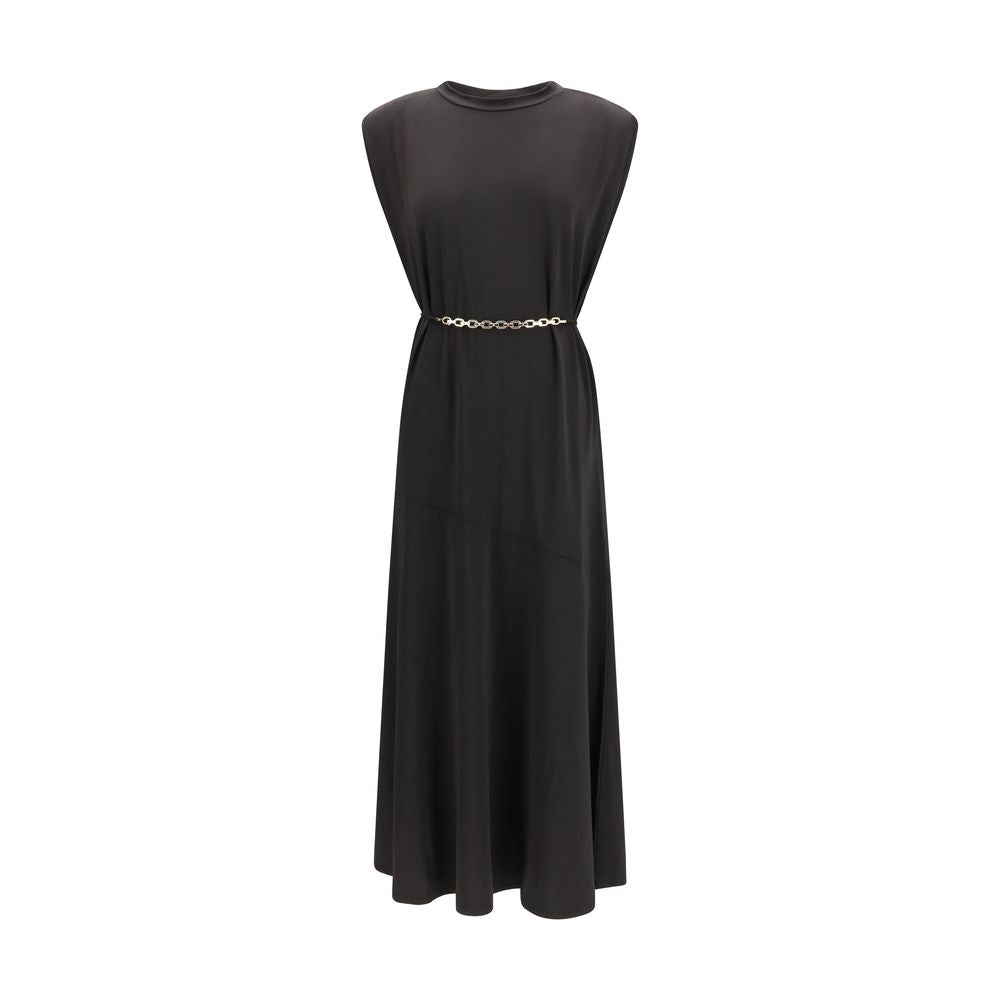 Dress by PINKO for women in nylon black features an magnificent silhouette, artfully detailed with a magnificent crew neckline and sleeveless that flows into an magnificent long.