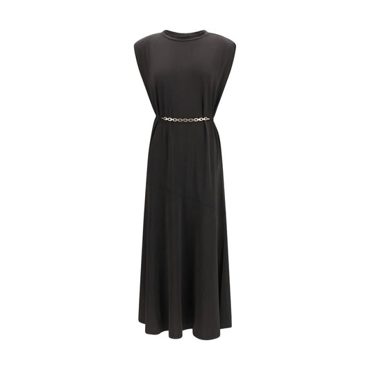 Dress by PINKO for women in nylon black features an magnificent silhouette, artfully detailed with a magnificent crew neckline and sleeveless that flows into an magnificent long.