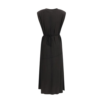 Dress by PINKO for women in nylon black showcases a striking silhouette, elegantly detailed with a , refined crew neckline, and a striking long for a striking finish.