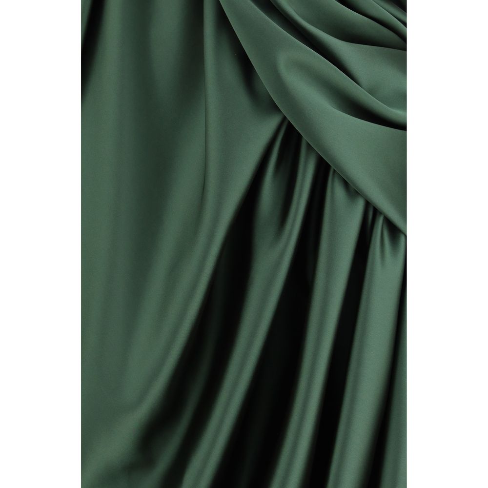Dress by Vivienne Westwood for women in polyester satin bicolour & green features an cute silhouette, detailed with a and that elegantly flows into a cute midi.