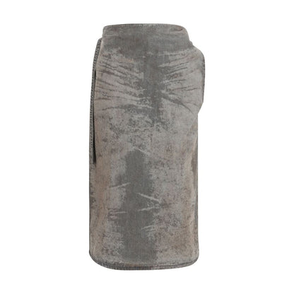 Skirt by Diesel for women in lyocell denim gray features a sublime silhouette, showcasing the sublime design of the Women's Denim Wrap Flared High Rise Lyocell Midi Skirt in a sophisticated midi.