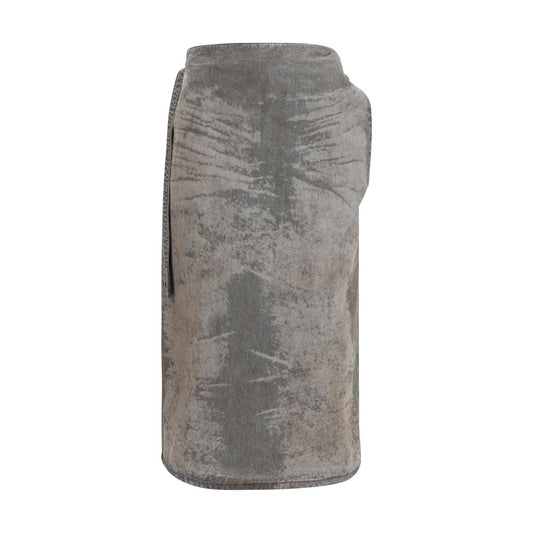 Skirt by Diesel for women in lyocell denim gray features a sublime silhouette, showcasing the sublime design of the Women's Denim Wrap Flared High Rise Lyocell Midi Skirt in a sophisticated midi.