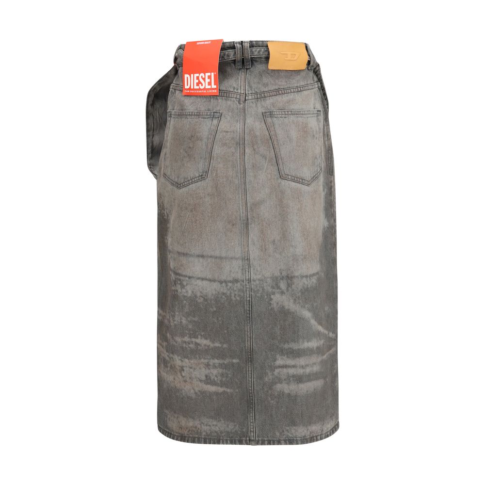 Skirt by Diesel for women in lyocell denim gray features an tailored silhouette, artfully capturing the essence of Women's Denim Wrap Flared High Rise Lyocell Midi Skirt in a sophisticated midi.