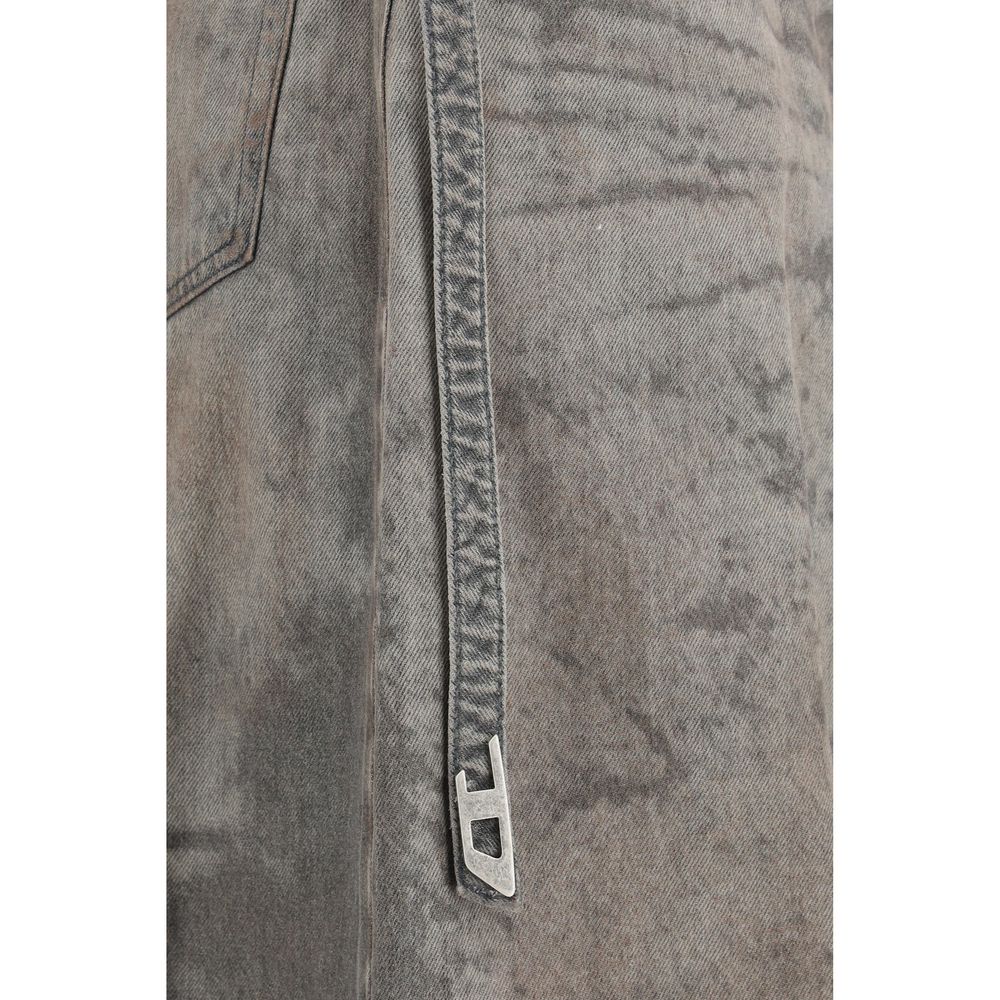 Skirt by Diesel for women in lyocell denim gray features an tailored silhouette, artfully capturing the essence of Women's Denim Wrap Flared High Rise Lyocell Midi Skirt in a sophisticated midi.