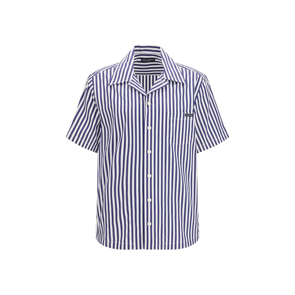 Shirt by Dolce & Gabbana for men in cotton blue, multicolor, patterned, signature & striped, featuring a nuanced and nuanced for a sophisticated finish.