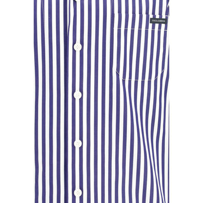 Shirt by Dolce & Gabbana for men in cotton blue, multicolor, patterned, signature & striped showcases a sublime silhouette, artfully detailed with a sublime and for a sophisticated, sublime finish.