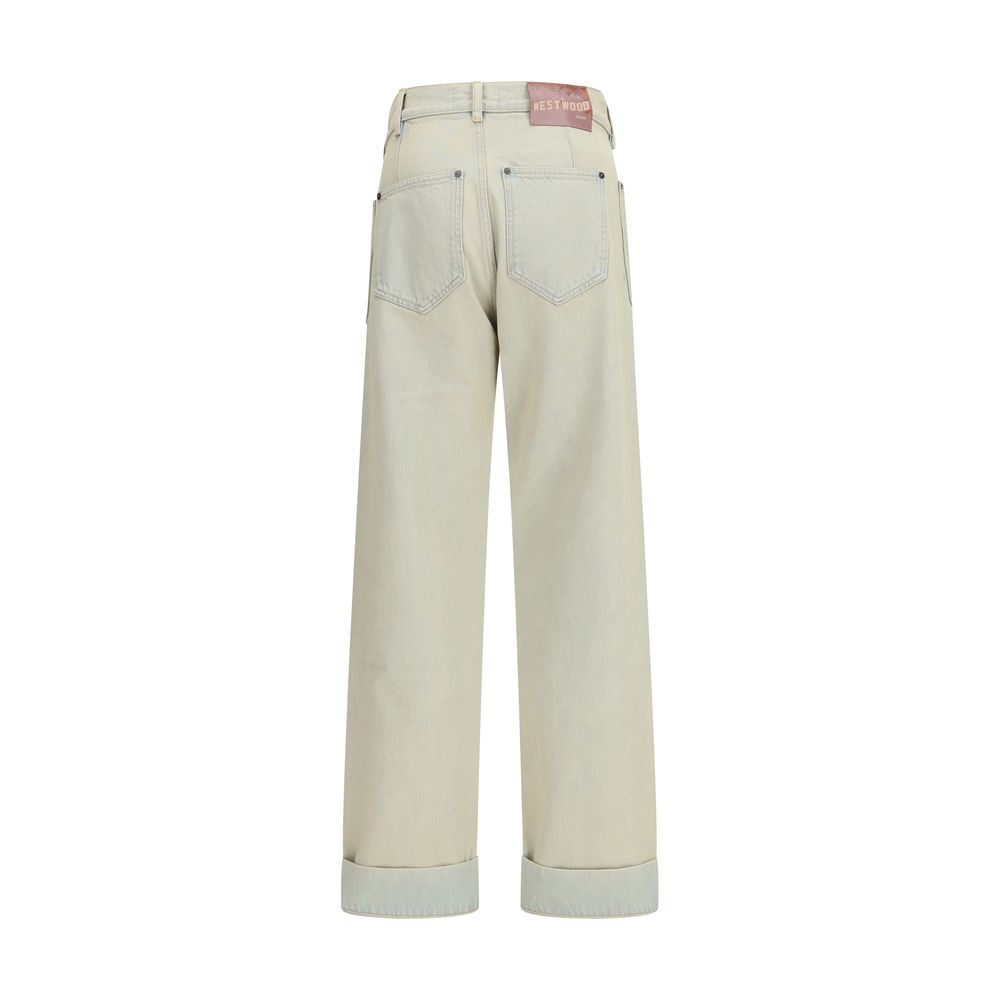 Jeans by Vivienne Westwood for men in denim cotton blue presents a tailored silhouette, showcasing a tailored regular-fit and long cut with a refined for a truly tailored aesthetic.