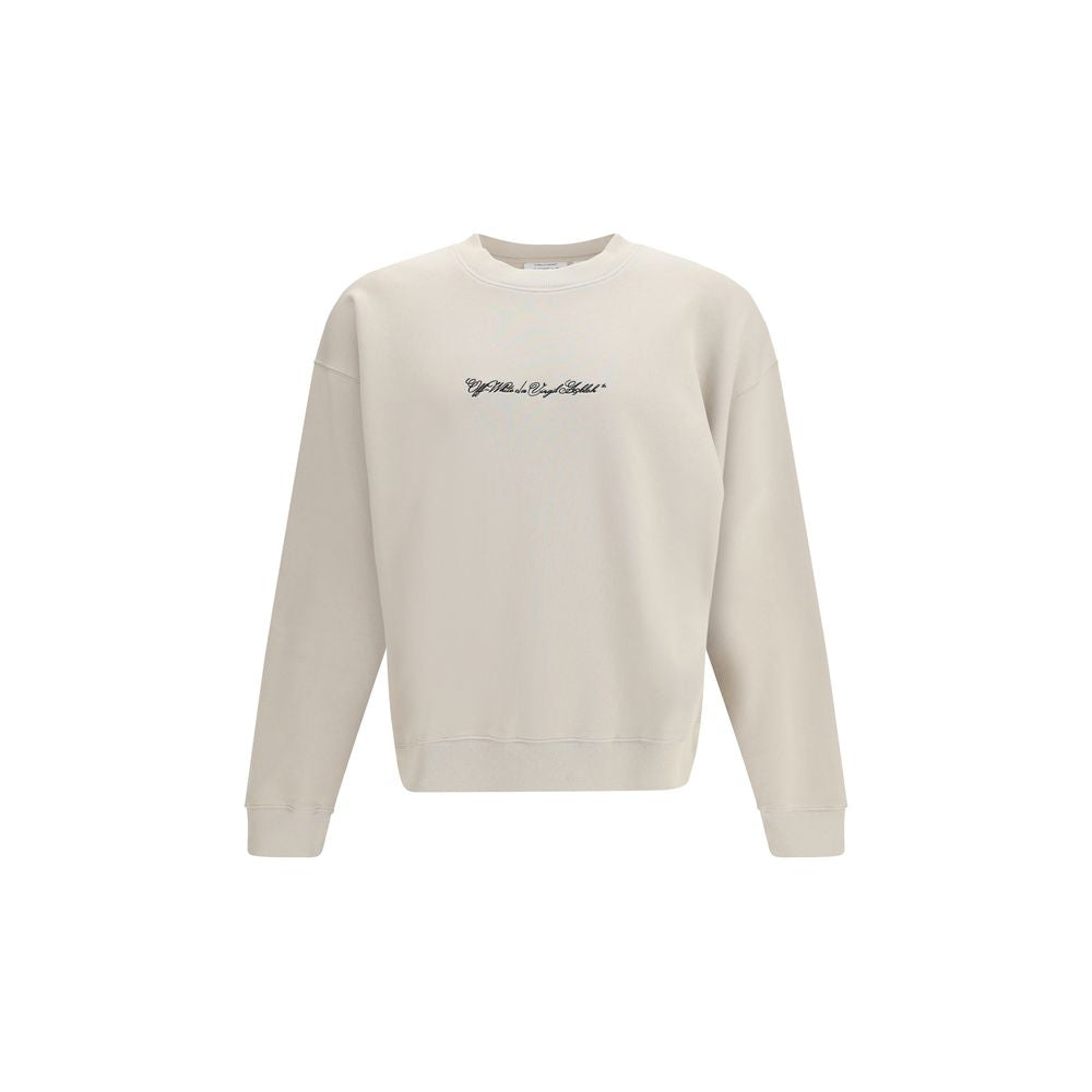 Activewear Sweatshirt by Off-White for men in cotton beige, white & signature features an streamlined silhouette, showcasing the streamlined crew neckline and long-sleeve with functional for a premium, athletic look.