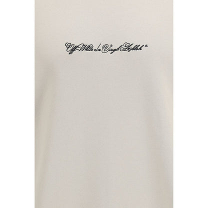 Activewear Sweatshirt by Off-White for men in cotton beige, white & signature showcases a versatile silhouette, artfully detailed with a versatile crew neckline and for a versatile finish with .