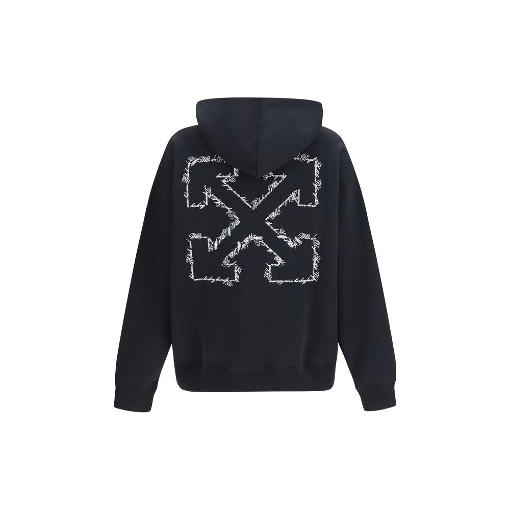 Sweatshirt Hoodie by Off-White for men in cotton black, natural, white & patterned features a slouchy chic silhouette, detailed with a slouchy chic and a signature hooded neckline for an elevated aesthetic.