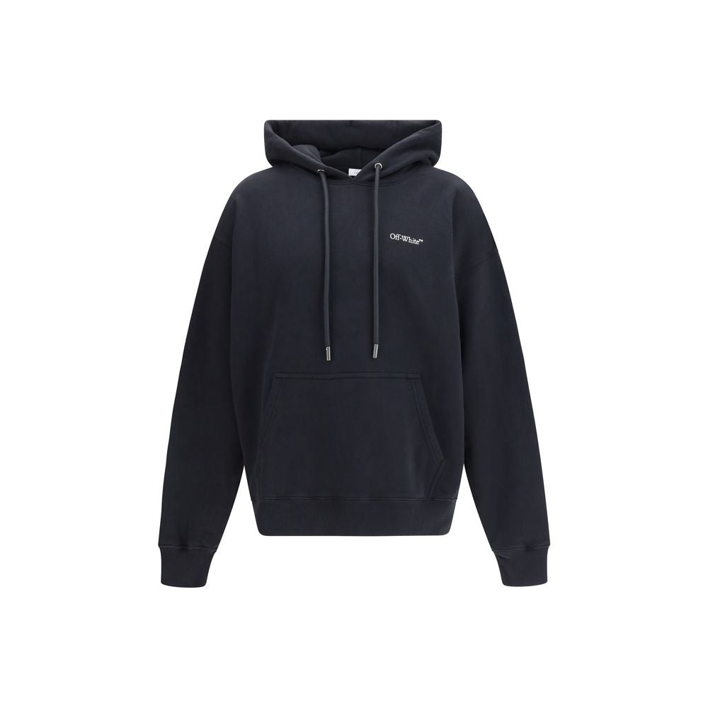 Sweatshirt Hoodie by Off-White for men in cotton black & white features a slouchy chic silhouette, detailed with a slouchy chic long-sleeve and a signature hooded neckline for an elevated aesthetic.
