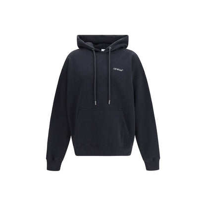 Sweatshirt Hoodie by Off-White for men in cotton black & white features a slouchy chic silhouette, detailed with a slouchy chic long-sleeve and a signature hooded neckline for an elevated aesthetic.