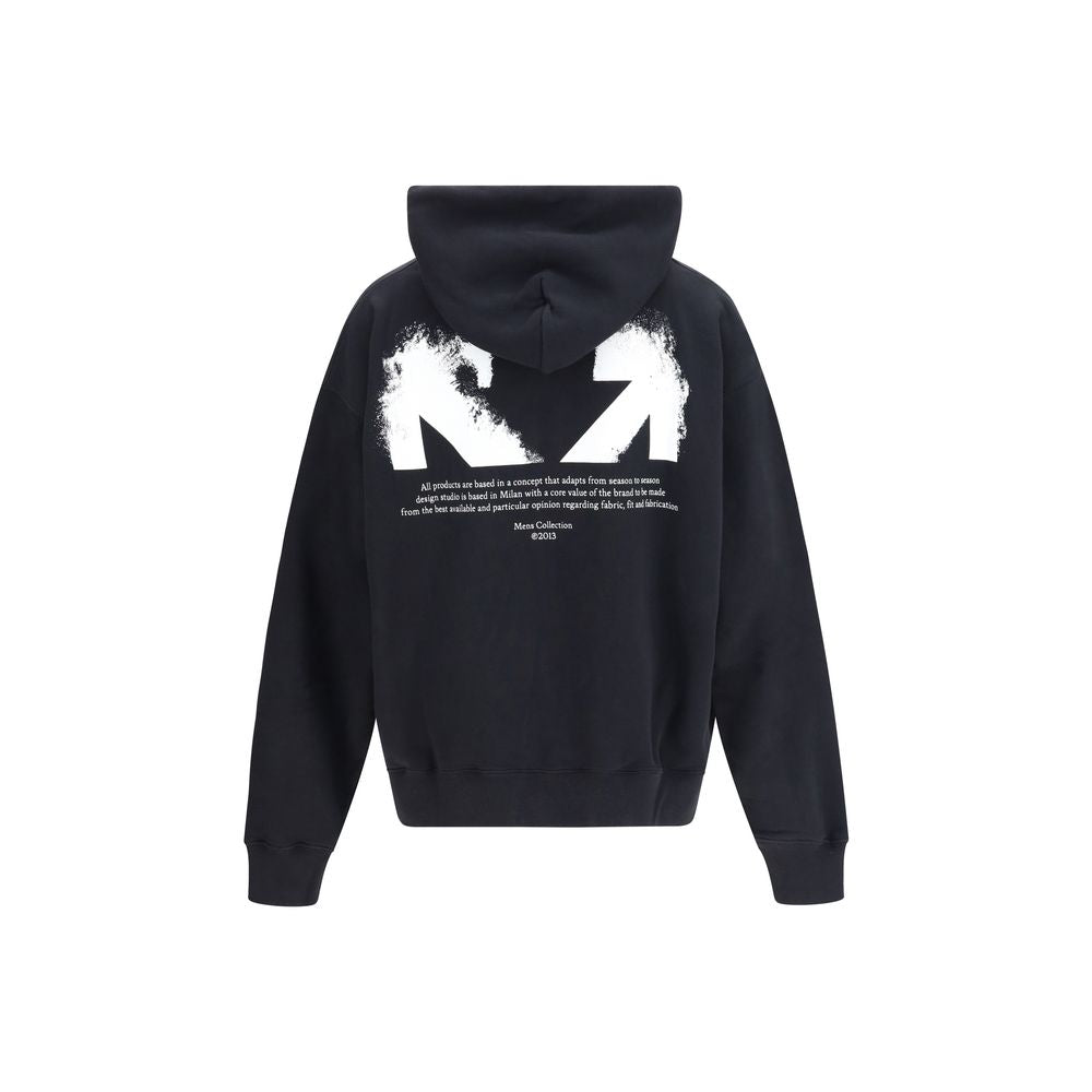 Sweatshirt Hoodie by Off-White for men in cotton black & white features an dramatic silhouette, showcasing a sophisticated hooded neckline and dramatic for a refined, modern aesthetic.