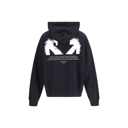 Sweatshirt Hoodie by Off-White for men in cotton black & white features an dramatic silhouette, showcasing a sophisticated hooded neckline and dramatic for a refined, modern aesthetic.