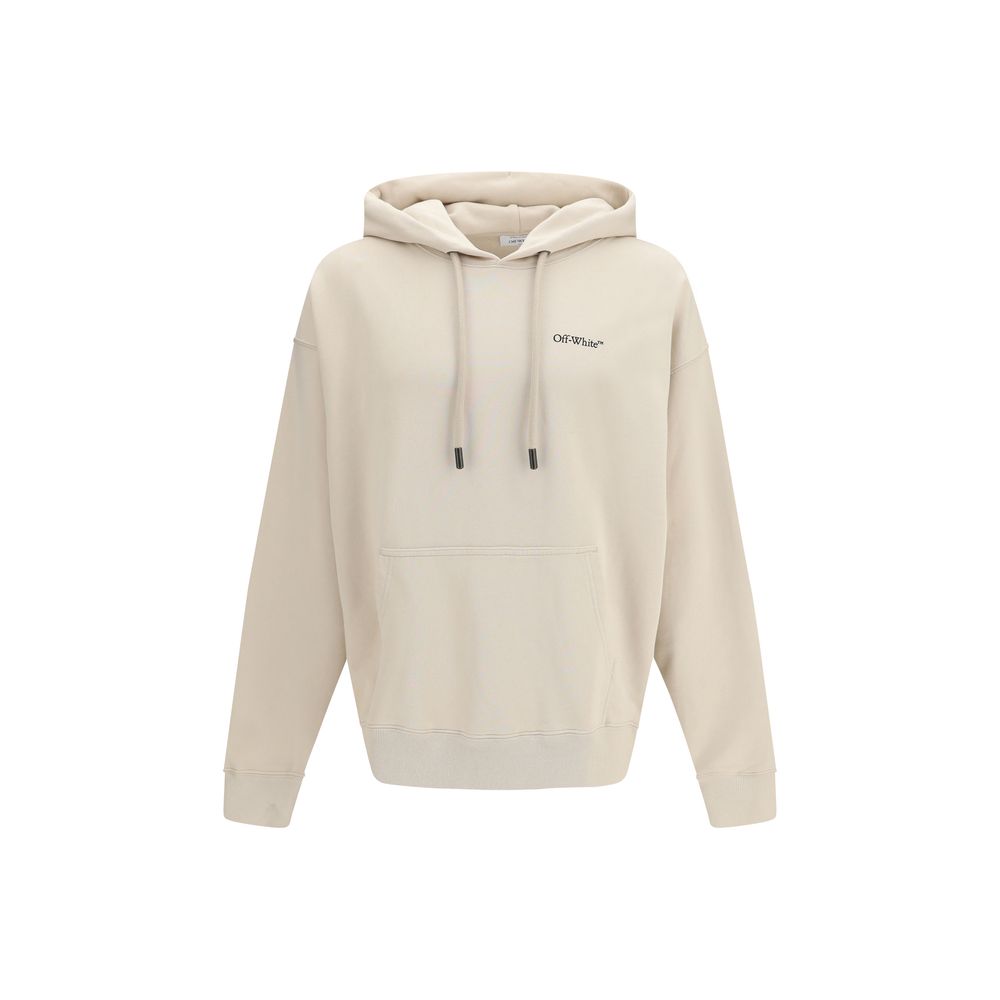 Sweatshirt Hoodie by Off-White for men in cotton beige & white features an luminous silhouette, showcasing a sophisticated hooded neckline and long-sleeve for a truly luminous look.