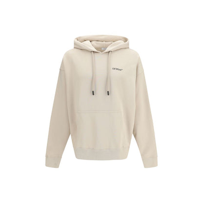 Sweatshirt Hoodie by Off-White for men in cotton beige & white features an luminous silhouette, showcasing a sophisticated hooded neckline and long-sleeve for a truly luminous look.