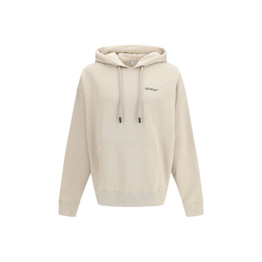 Sweatshirt Hoodie by Off-White for men in cotton beige & white features an luminous silhouette, showcasing a sophisticated hooded neckline and long-sleeve for a truly luminous look.