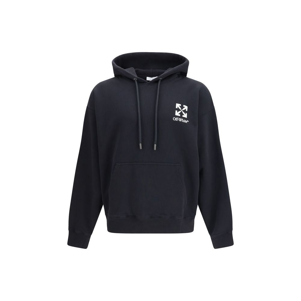 Sweatshirt Hoodie by Off-White for men in cotton black, white & signature features a authentic silhouette, showcasing a sophisticated hooded neckline and authentic detail for a refined finish.
