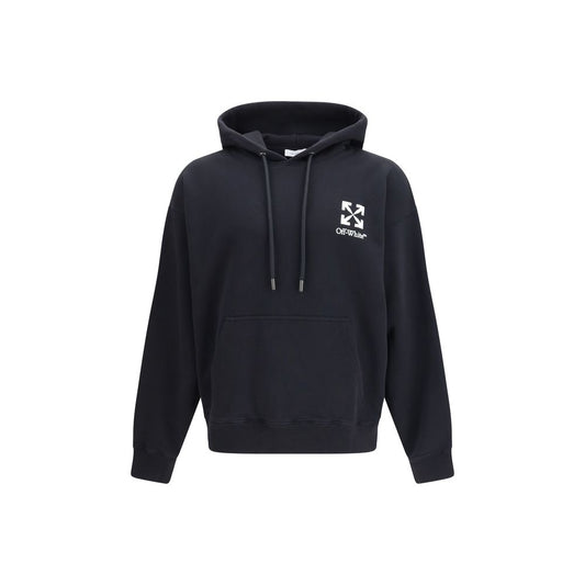 Sweatshirt Hoodie by Off-White for men in cotton black, white & signature features a authentic silhouette, showcasing a sophisticated hooded neckline and authentic detail for a refined finish.