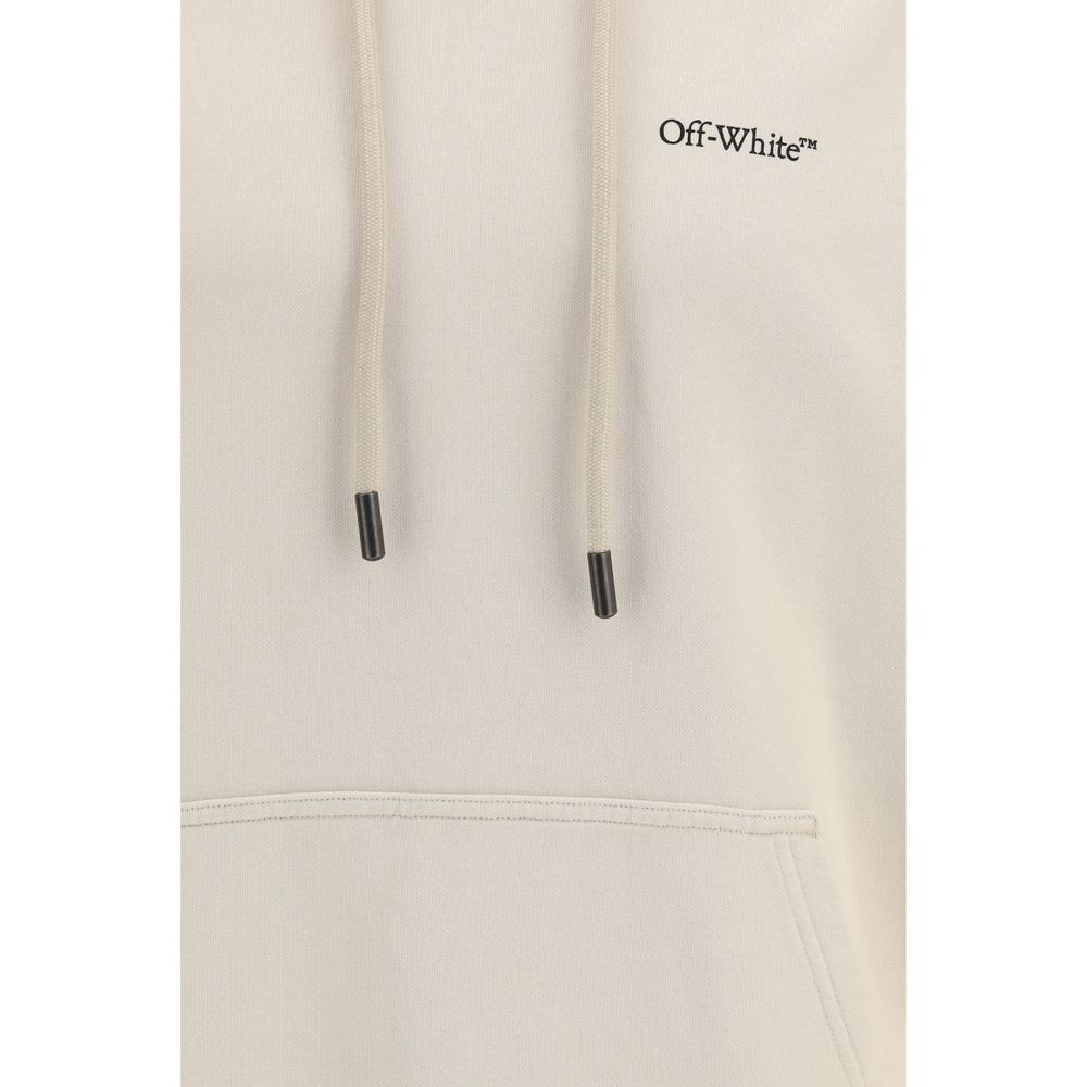 Sweatshirt Hoodie by Off-White for men in cotton beige & white features an avant-garde silhouette, showcasing a sophisticated hooded neckline and detail for a truly avant-garde finish.