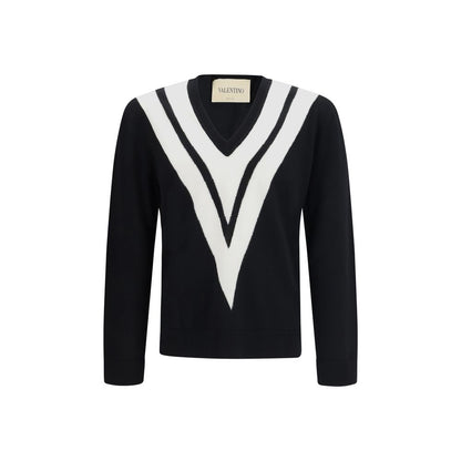 Sweatshirt by Valentino Garavani for men in virgin wool black & signature features an magnificent silhouette, showcasing a sophisticated v-neck neckline and detail for a truly magnificent finish.
