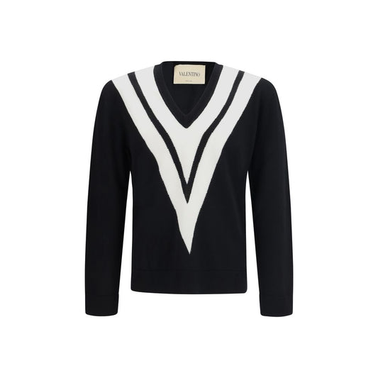 Sweatshirt by Valentino Garavani for men in virgin wool black & signature features an magnificent silhouette, showcasing a sophisticated v-neck neckline and detail for a truly magnificent finish.
