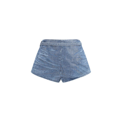 Denim Shorts by Diesel for women in denim cotton blue features an utilitarian chic slim with a short and , creating a utilitarian chic silhouette perfect for elevated casual styling.