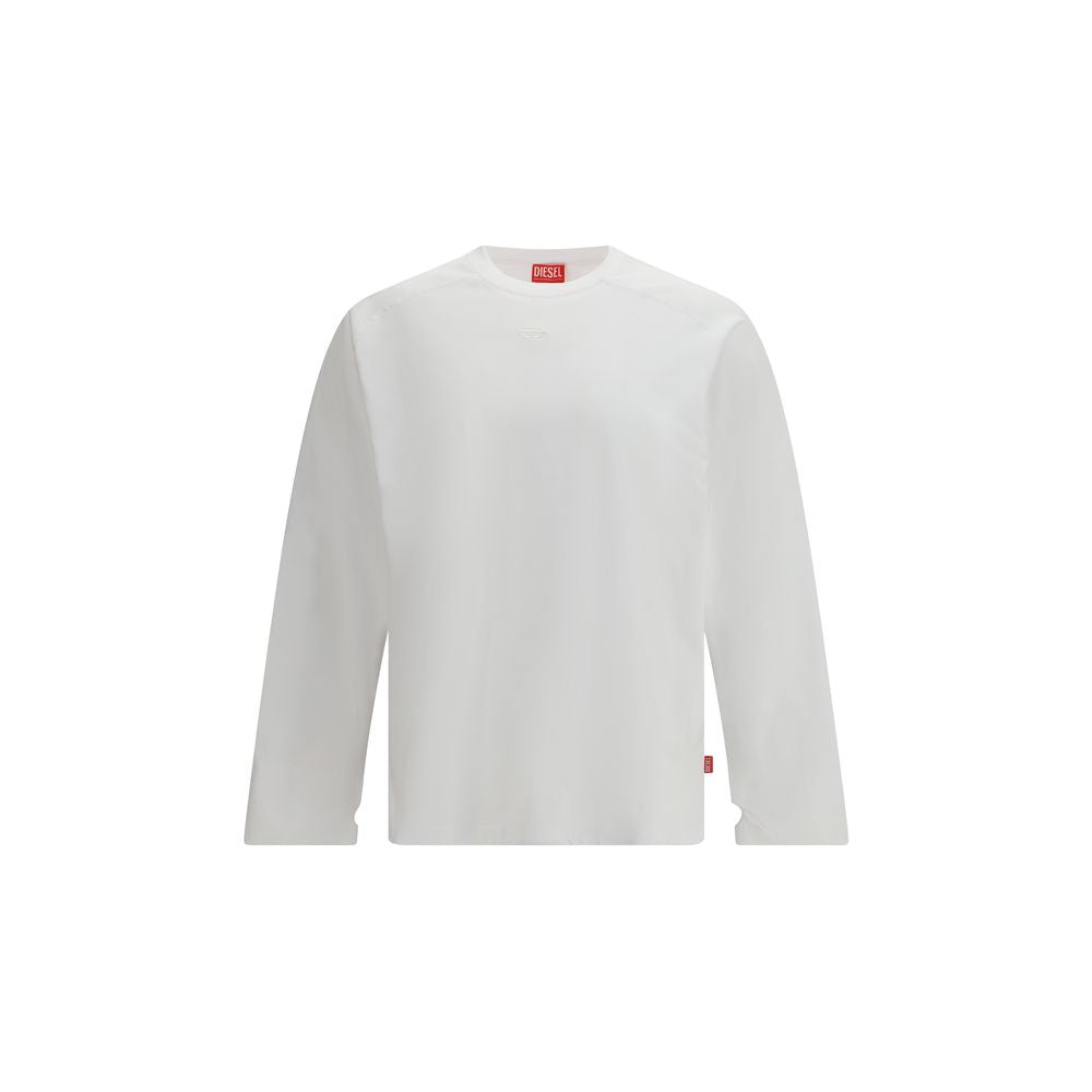 Activewear T-Shirt by Diesel for men in organic cotton white features a versatile silhouette, showcasing a versatile and long-sleeve detailed with high-performance for a premium look.