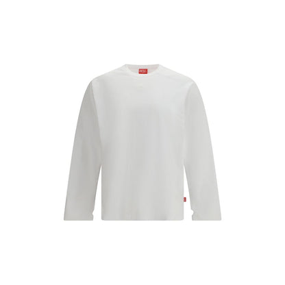 Activewear T-Shirt by Diesel for men in organic cotton white features a versatile silhouette, showcasing a versatile and long-sleeve detailed with high-performance for a premium look.
