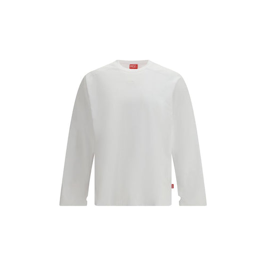 Activewear T-Shirt by Diesel for men in organic cotton white features a versatile silhouette, showcasing a versatile and long-sleeve detailed with high-performance for a premium look.