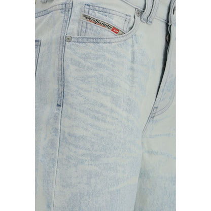 Jeans by Diesel for women in denim cotton blue features a polished silhouette with a polished straight-leg & regular-fit, reaching a polished long and finished with a polished high rise.