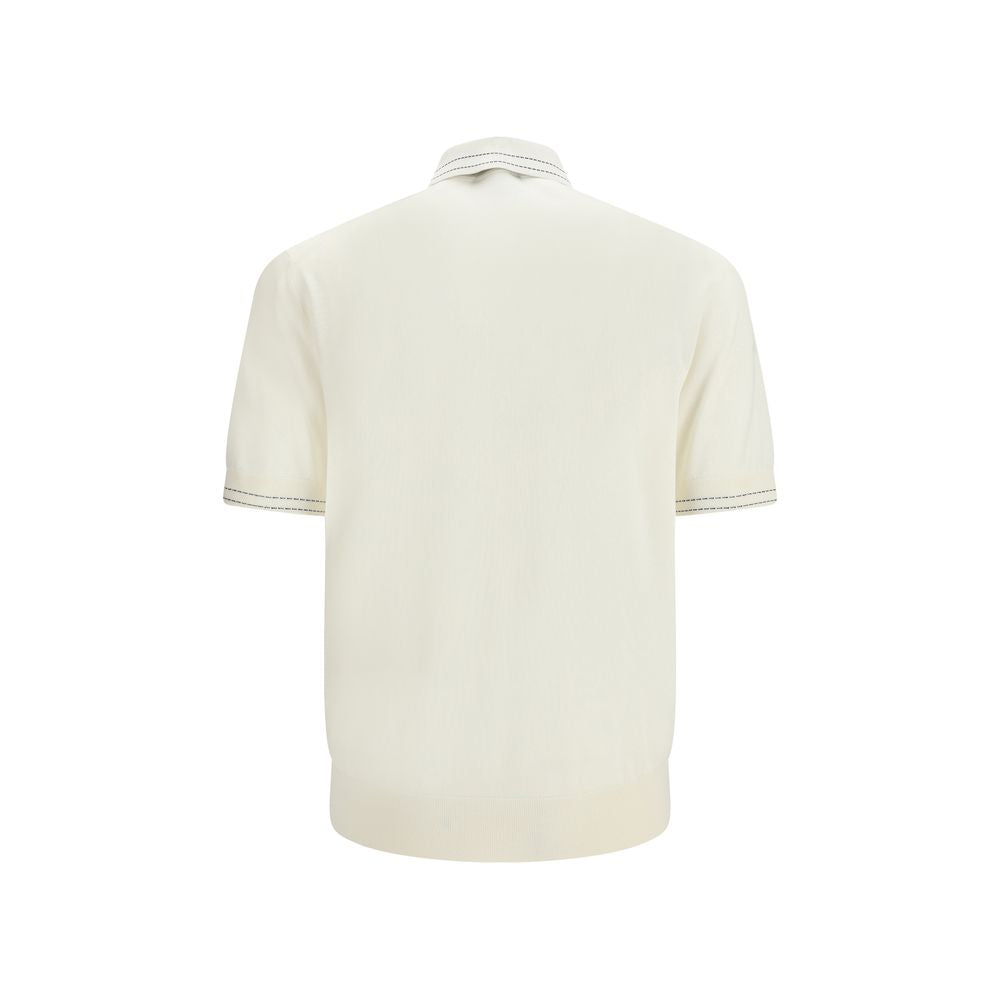 Polo Shirt by Dolce & Gabbana for men in silk beige & signature presents a sleek silhouette, featuring a refined and for a sleek finish.