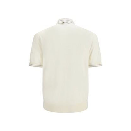 Polo Shirt by Dolce & Gabbana for men in silk beige & signature presents a sleek silhouette, featuring a refined and for a sleek finish.