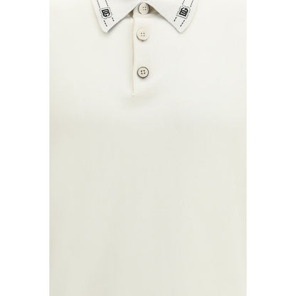 Polo Shirt by Dolce & Gabbana for men in silk beige & signature showcases a sharp silhouette, detailed with a refined and sharp for a sophisticated finish.