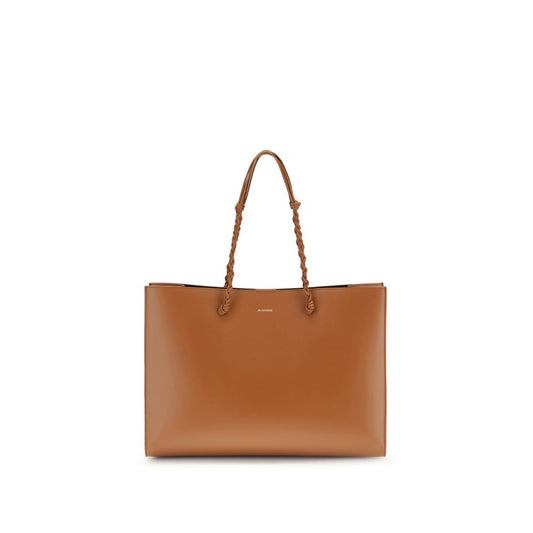 Tote Shoulder Bag by Jil Sander for women in bos taurus calf leather brown features a effortless sophistication silhouette, secured by a magnetic & button with ample and versatile handle for a effortless sophistication finish.