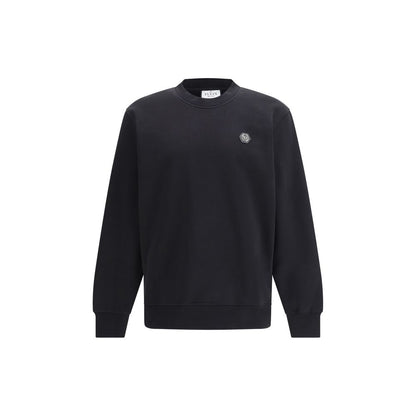 Sweatshirt by Philipp Plein for men in cotton black features an provocated silhouette, detailed with a provocated long-sleeve and a refined round neckline for a sophisticated aesthetic.
