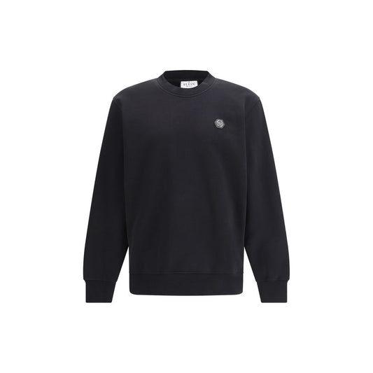 Sweatshirt by Philipp Plein for men in cotton black features an provocated silhouette, detailed with a provocated long-sleeve and a refined round neckline for a sophisticated aesthetic.