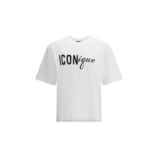 T-Shirt by Dsquared² for men in cotton white & print features an on trend silhouette, perfectly showcasing a on trend short-sleeve and crew neckline for an elevated aesthetic.