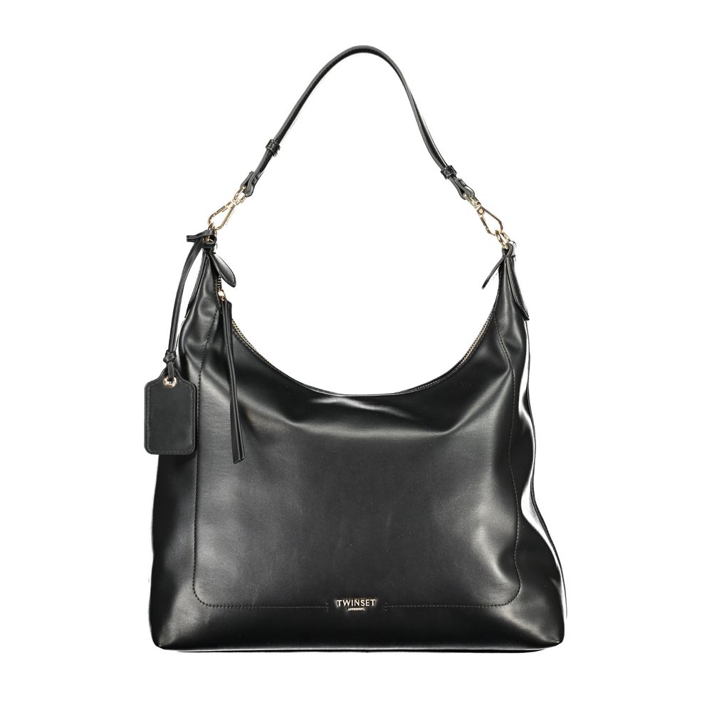 Mini Evening Crescent Handbag by Twinset for women in polyethylene black & signature presents a ornamental silhouette, showcasing a secure zipper, ample document-holder & internal-pockets, and versatile shoulder-strap, adjustable-strap & handle for a ornamental finish.